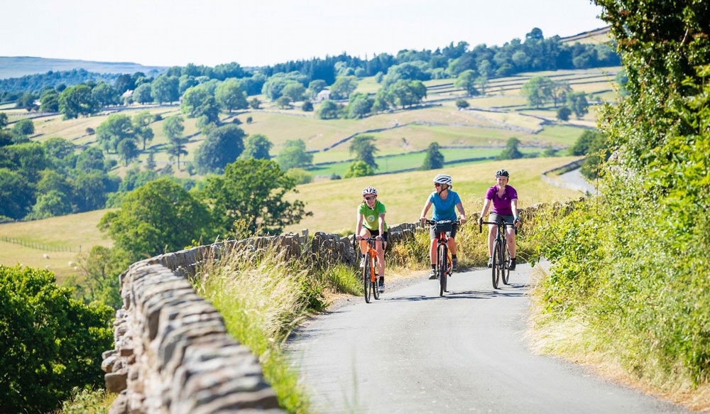Cyclists on a quiet road in Yorkshire
