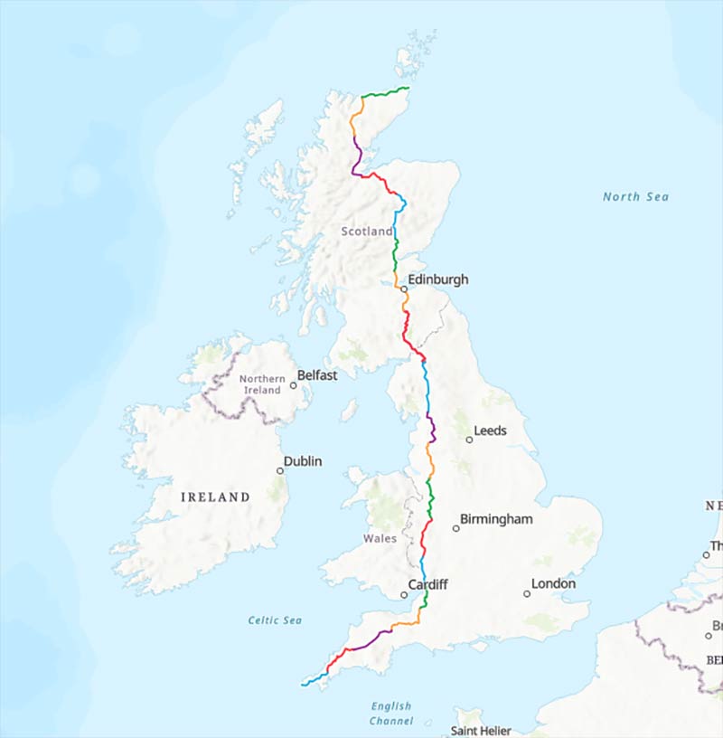 Land's End to John o' Groats Map
