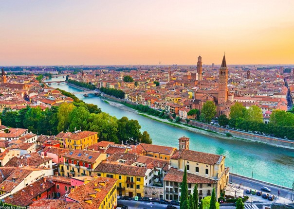 Verona city downtown skyline