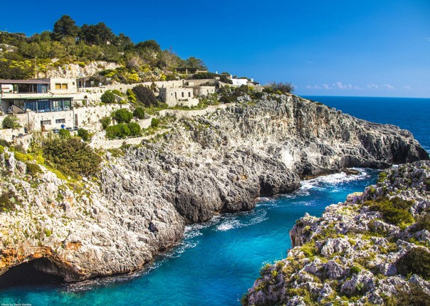 Scenic view of the Ciolo Fjord and the Ponte Ciolo bridge in Puglia